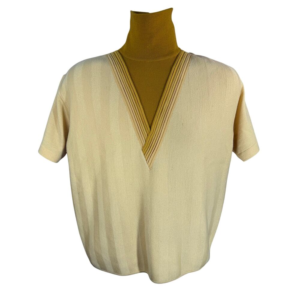 Vintage Mickey Hayes Miami Beach Tan Turtleneck Sweater Spain 100% Wool Small